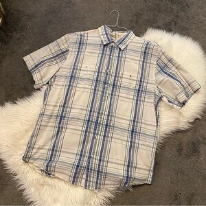 Old Navy Men's Casual Plaid Shirt - Beige and Blue